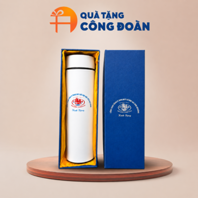 Bình giữ nhiệt in logo Công đoàn màu trắng dung tích 500ml BGN-01