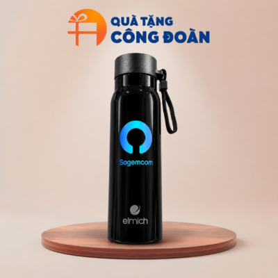 Bình giữ nhiệt Elmich in logo Công đoàn màu đen 520ml BGN-03