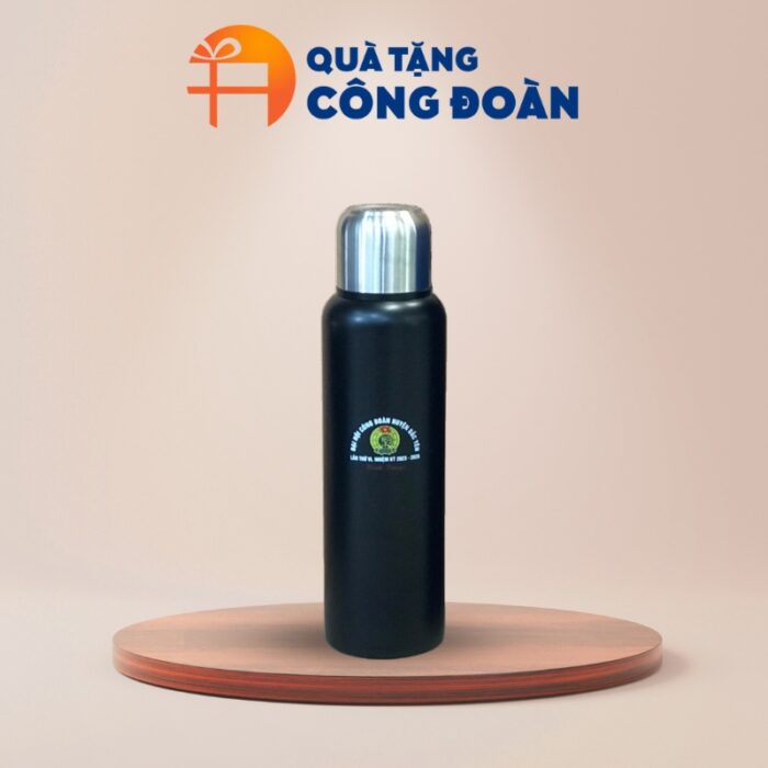 Bình giữ nhiệt màu đen 1 lít in logo đại hội công đoàn BGN-06