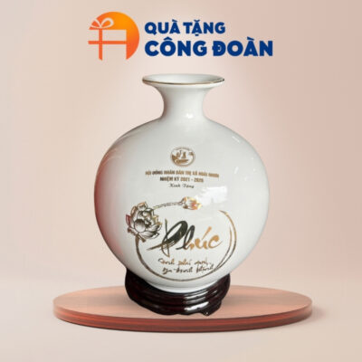 Bình hút lộc họa tiết hoa sen cá chép in logo quà tặng công đoàn BHL-06