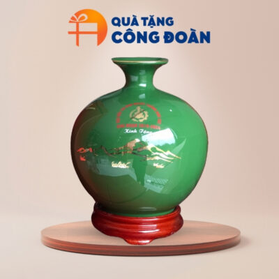 Bình hút lộc in logo đại hội men xanh họa tiết mã đáo thành công BHL-09