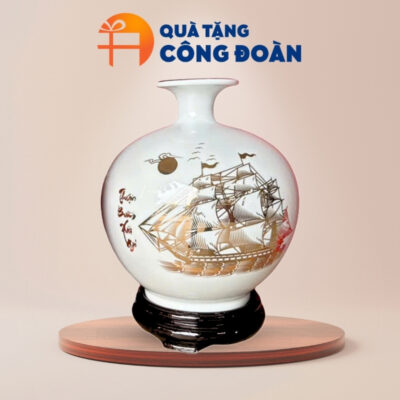 Bình hút lộc in logo quà tặng công đoàn họa tiết thuận buồm xuôi gió BHL-03