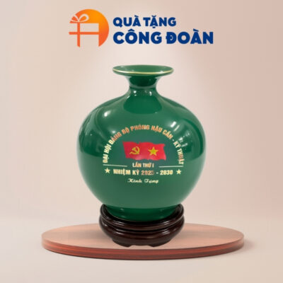 Bình hút lộc men xanh họa tiết thuận buồm xuôi gió in logo đại hội BHL-05