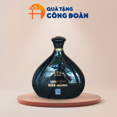 Bình rượu Bát Tràng hình giọt nước in logo quà tặng công đoàn BR-01