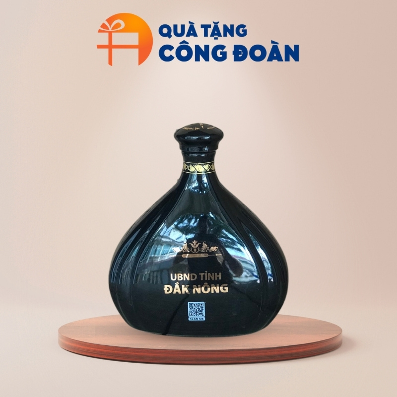 Bình rượu Bát Tràng hình giọt nước in logo quà tặng công đoàn BR-01