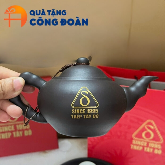 Bộ ấm trà tử sa quà tặng công đoàn in logo AC-14 - Hình ảnh 3