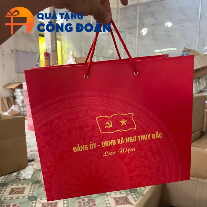 Bộ giftset full bộ sổ bút màu đỏ in logo đại hội công đoàn GS-06 - Hình ảnh 4