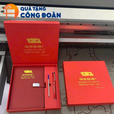 Hình ảnh thực tế bộ giftset in logo quà tặng công đoàn