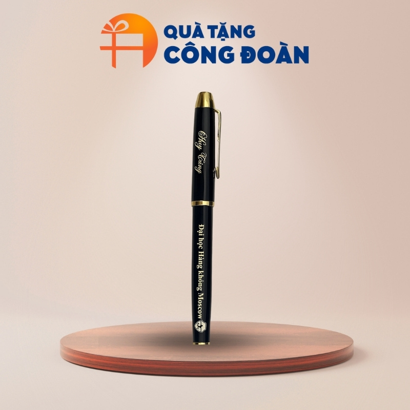 Bút ký kim loại khoen vàng trơn in logo quà tặng công đoàn BK-03