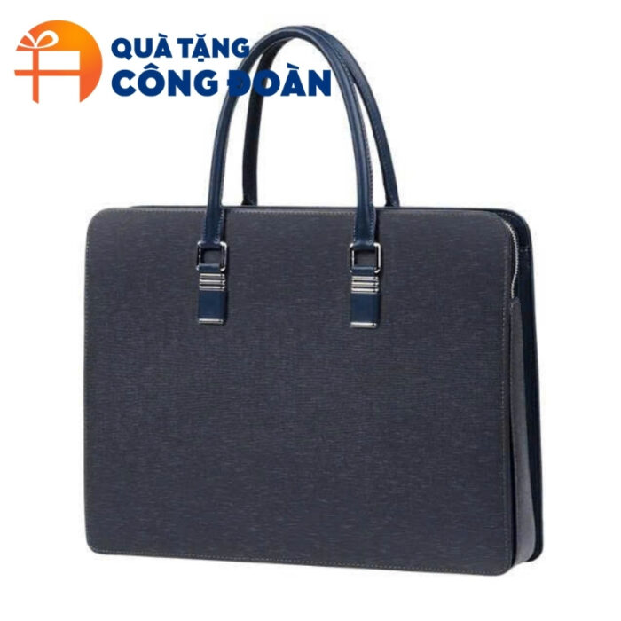 Cặp da bò màu xanh in logo quà tặng công đoàn CD-05 - Hình ảnh 3
