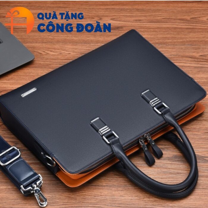 Cặp da in logo quà tặng đại hội công đoàn kích thước 40x30x8cm CD-03 - Hình ảnh 4