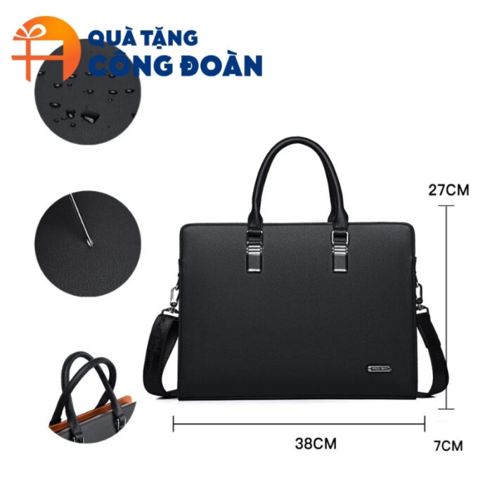 Cặp da in logo quà tặng đại hội công đoàn kích thước 40x30x8cm CD-03 - Hình ảnh 2