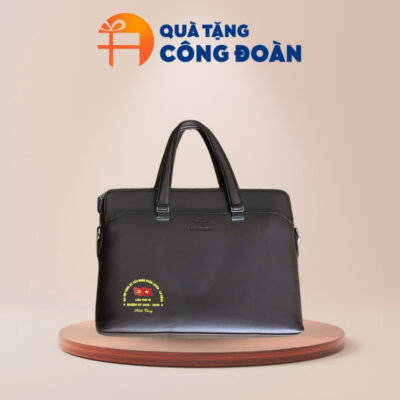 Cặp da màu nâu đen in logo quà tặng đại hội CD-02