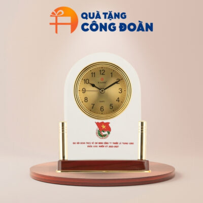 Đồng hồ để bàn thương hiệu Kashi 16x18cm in logo đại hội DH-02