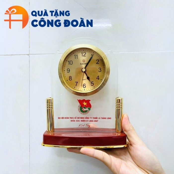 Đồng hồ để bàn thương hiệu Kashi 16x18cm in logo đại hội DH-02 - Hình ảnh 3