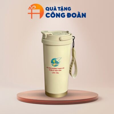 Ly giữ nhiệt Inox 500ml vẽ hoa in logo quà tặng công đoàn LGN-04