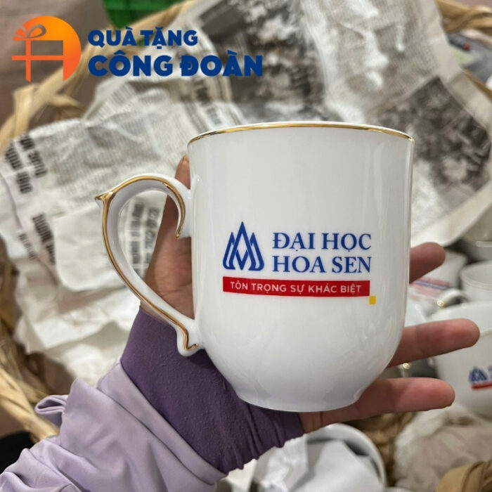 Ly sứ in logo dung tích 350ml quà tặng công đoàn nắp ngọn lửa CS-08 - Hình ảnh 3