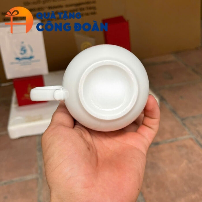 Ly sứ trắng in logo quà tặng công đoàn nắp ngọn lửa CS-06 - Hình ảnh 4