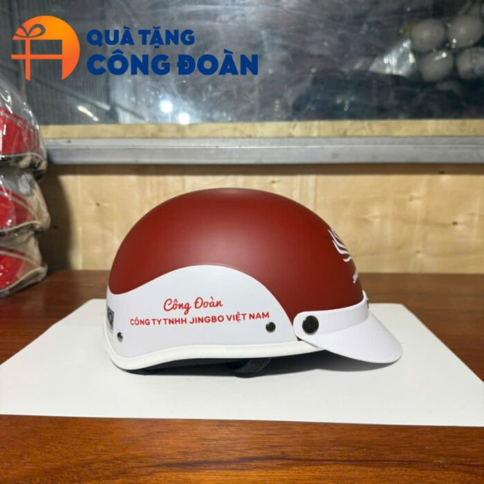 Mũ bảo hiểm nửa đầu không kính in logo công đoàn MBH-02 - Hình ảnh 2
