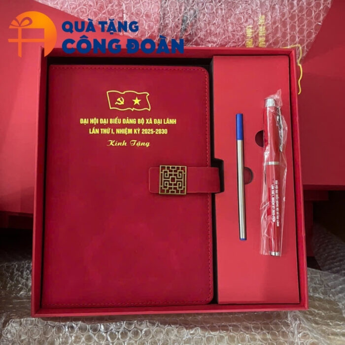 Bộ giftset sổ dán gáy và bút kim loại quà tặng Đại hội Đại biểu in logo GS-07 - Hình ảnh 4