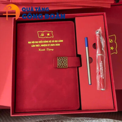 Alternative view of Bộ giftset sổ dán gáy và bút kim loại quà tặng Đại hội Đại biểu in logo GS-07