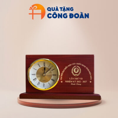 Đồng hồ để bàn gỗ in logo Quà tặng Đại hội Đại biểu DH-08
