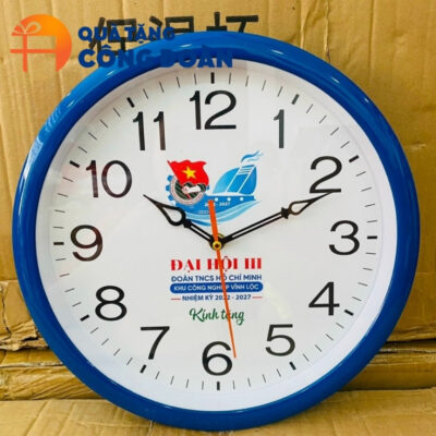 Alternative view of Đồng hồ treo tường quà tặng Đại hội in logo hình tròn 30cm DH-17