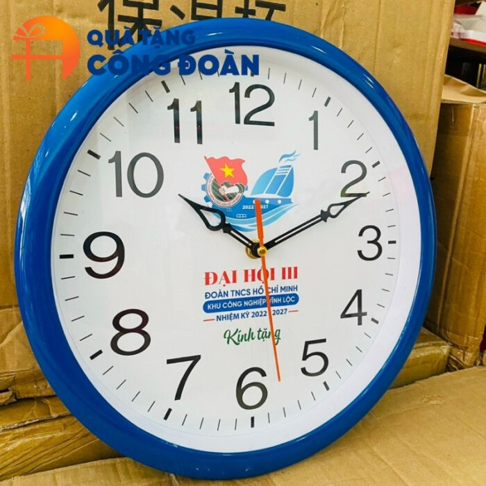 Đồng hồ treo tường quà tặng Đại hội in logo hình tròn 30cm DH-17 - Hình ảnh 3