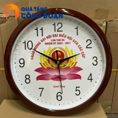 Alternative view of Đồng hồ treo tường quà tặng Đại hội Đại biểu in logo hình tròn 35cm DH-18