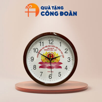 Đồng hồ treo tường quà tặng Đại hội Đại biểu in logo hình tròn 35cm DH-18