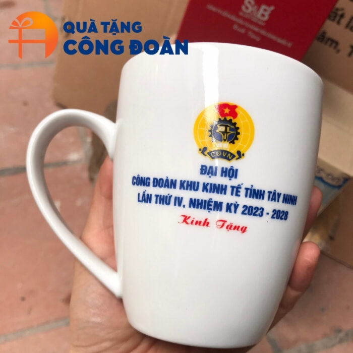 Ly sứ in logo quà tặng Đại hội dung tích 450ml cao 12cm CS-11 - Hình ảnh 3