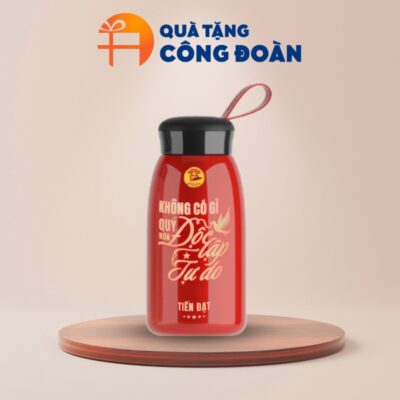Quà tặng Đại hội bình giữ nhiệt inox 520ml màu đỏ in logo BGN-10