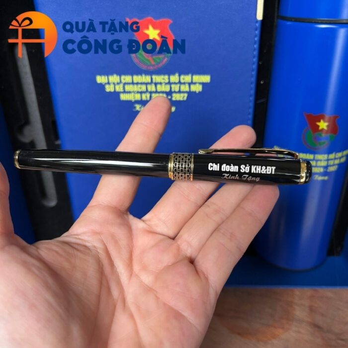 Quà tặng Đại hội bộ giftset 3 món sổ da, bút ký và bình giữ nhiệt in logo GS-08 - Hình ảnh 5
