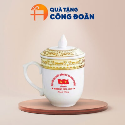 Quà tặng Đại hội Đại biểu ly sứ in logo dung tích 350ml CS-12