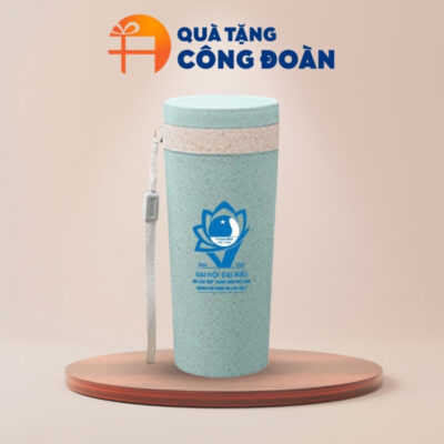Bình nước nhựa lúa mạch in logo quà tặng Đại hội dung tích 400ml BN-01
