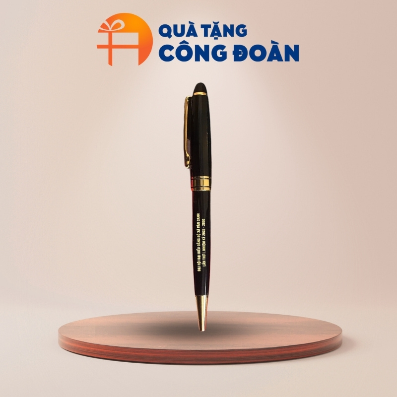 Bút ký kim loại quà tặng Đại hội in logo màu đen 14cm BK-05