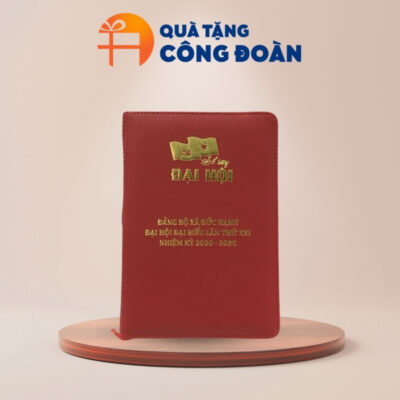 Quà tặng Đại hội Đảng sổ da dán gáy màu đỏ in logo SD-05