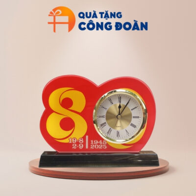 Quà tặng Đại hội Đảng đồng hồ để bàn in logo pha lê DH-24