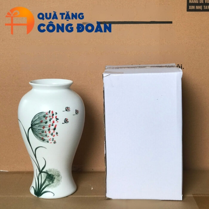 Lọ hoa quà tặng Đại hội Công đoàn in logo cao 27cm vẽ hoa bồ công anh LH-13 - Hình ảnh 7