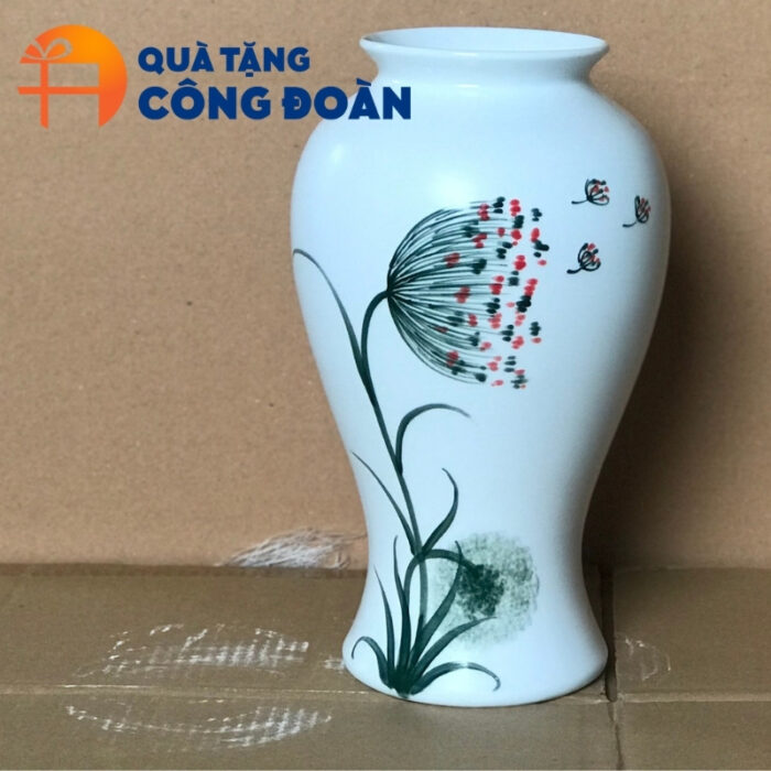 Lọ hoa quà tặng Đại hội Công đoàn in logo cao 27cm vẽ hoa bồ công anh LH-13 - Hình ảnh 5