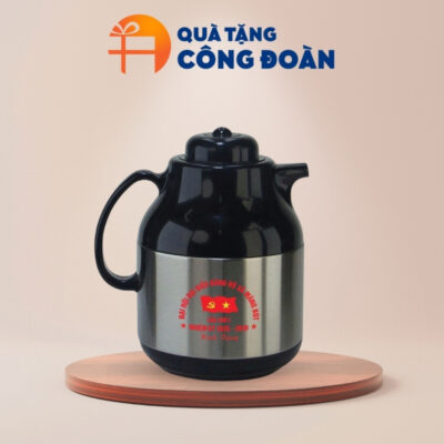 Quà tặng Đại hội phích giữ nhiệt pha trà in logo màu đen 1 lít PGN-02