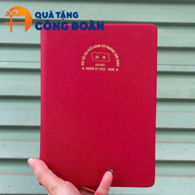 Alternative view of Sổ da dán gáy màu đỏ in logo quà tặng Đại hội Đại biểu SD-07
