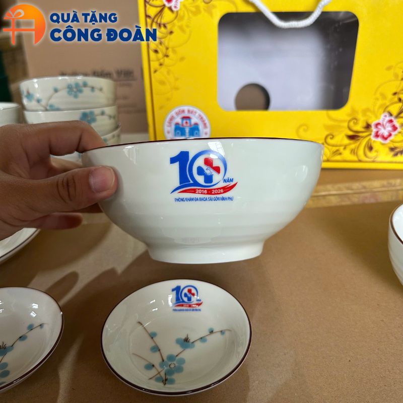 Bộ bát đĩa 8 món in logo Phòng khám Vĩnh Phú BĐ-08 - Ảnh 4