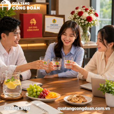 Bộ 6 cốc thủy tinh Ocean in logo quà tặng Công Đoàn 195ml