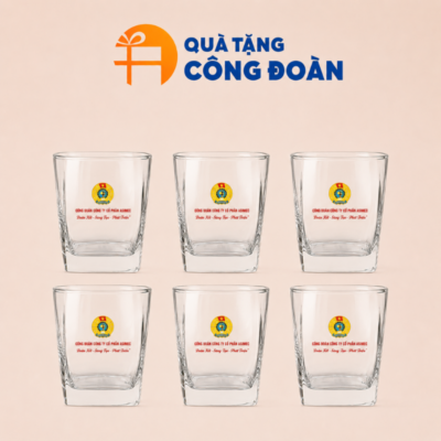 Bộ 6 cốc thủy tinh Ocean in logo quà tặng Công Đoàn 195ml