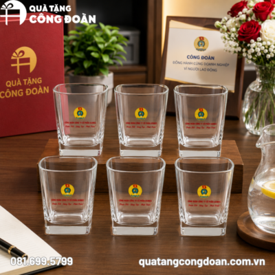 Bộ 6 cốc thủy tinh Ocean in logo quà tặng Công Đoàn 195ml