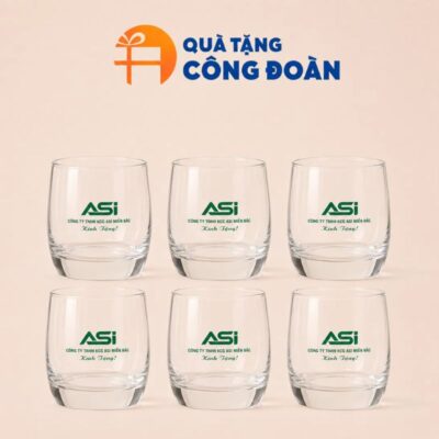 Bộ 6 cốc thủy tinh in logo công ty TNHH KCG ASI miền bắc quà tặng Công đoàn