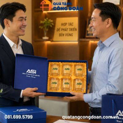 Bộ 6 cốc thủy tinh in logo công ty TNHH KCG ASI miền bắc quà tặng Công đoàn