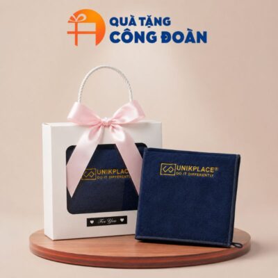 Khăn Thêu Logo Chất Liệu Microfiber Màu Xanh  30x30cm In Logo quà tặng Công Đoàn KB-08