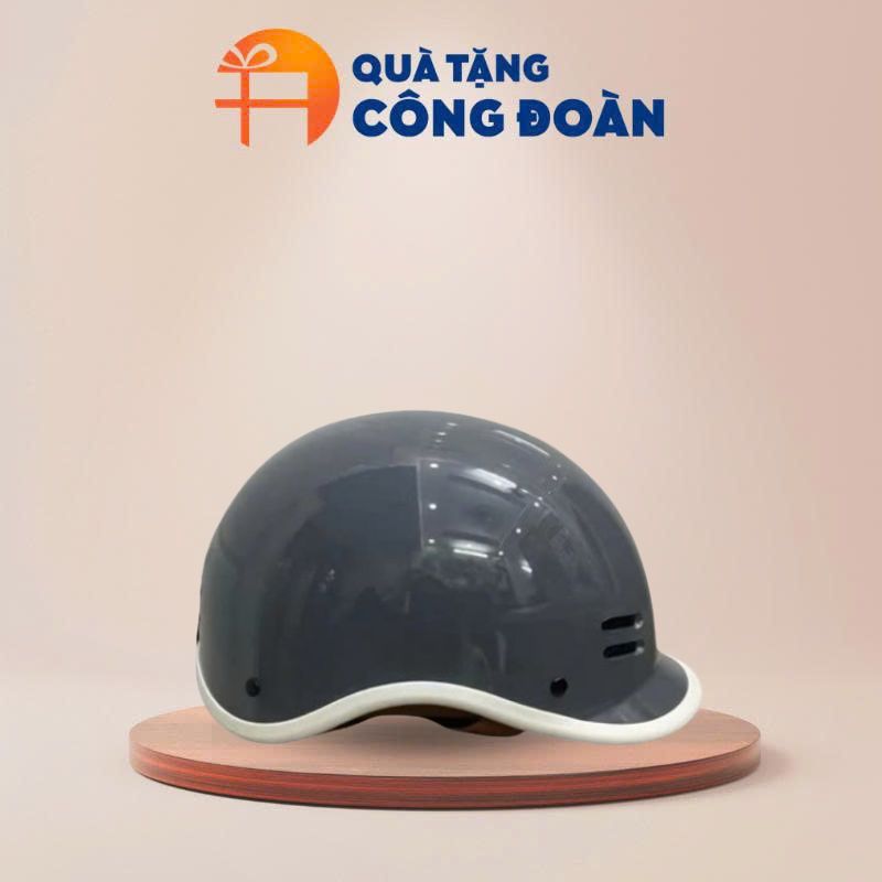 Mũ bảo hiểm cá heo màu xám sơn bóng in logo quà tặng Đại hội